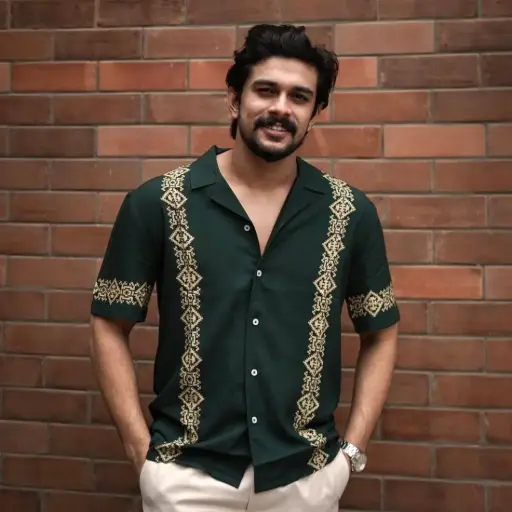 Green Panel Shirt Mens,Womens